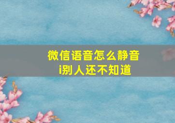 微信语音怎么静音 i别人还不知道